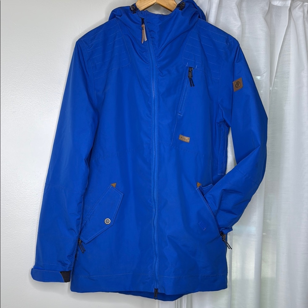 RIDE Vibrant Blue Hooded Snowboard / Ski Jacket, Size M unisex